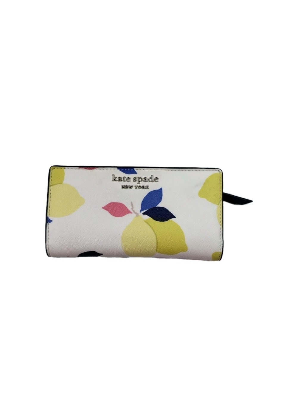 Kate Spade New York White Lemon Print Zip Wallet